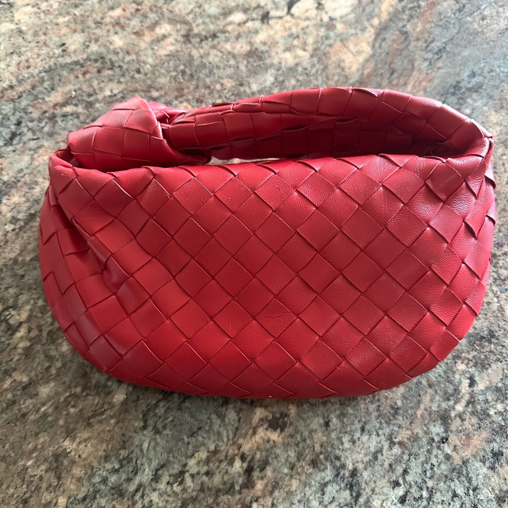 Bottega inspired Red Woven Leather Clutch